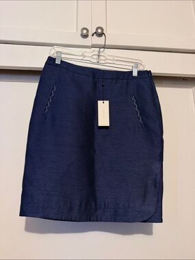 Navy Midi Straight Skirt in Deep Navy